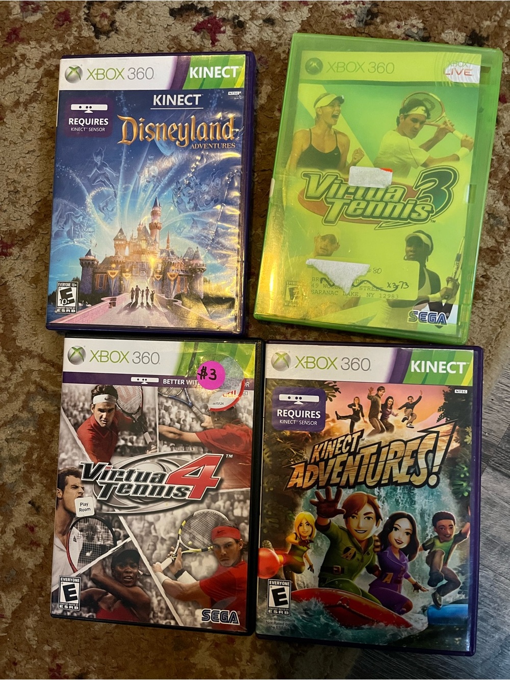Xbox 360 Tennis & Kinect Game Lot - Virtua Tennis 3 & 4 Adventures